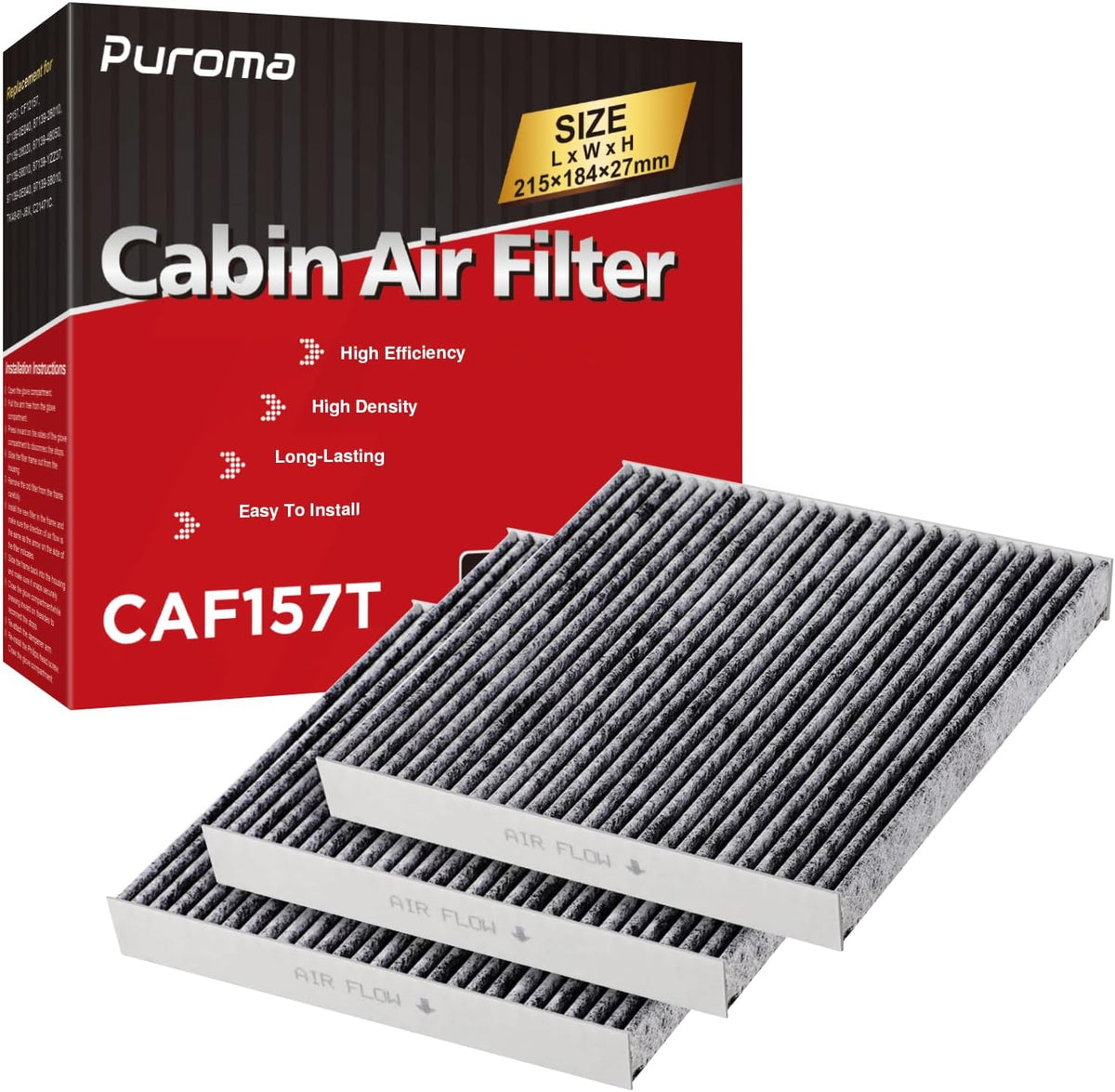 Puroma 2 Cabin Air Filter Activated Carbon for CP157 CF12157 Lexus Toyota
