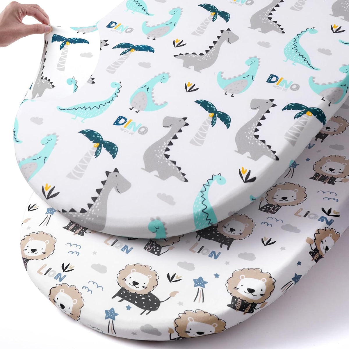 Pack n Play Sheets, BROLEX 2 Pack Mini Crib Sheets,Stretchy Portable Fitted Playard Sheet Set, Convertible Playard Mattress Cover,Ultra Soft Breathable Material,Elephant Whale