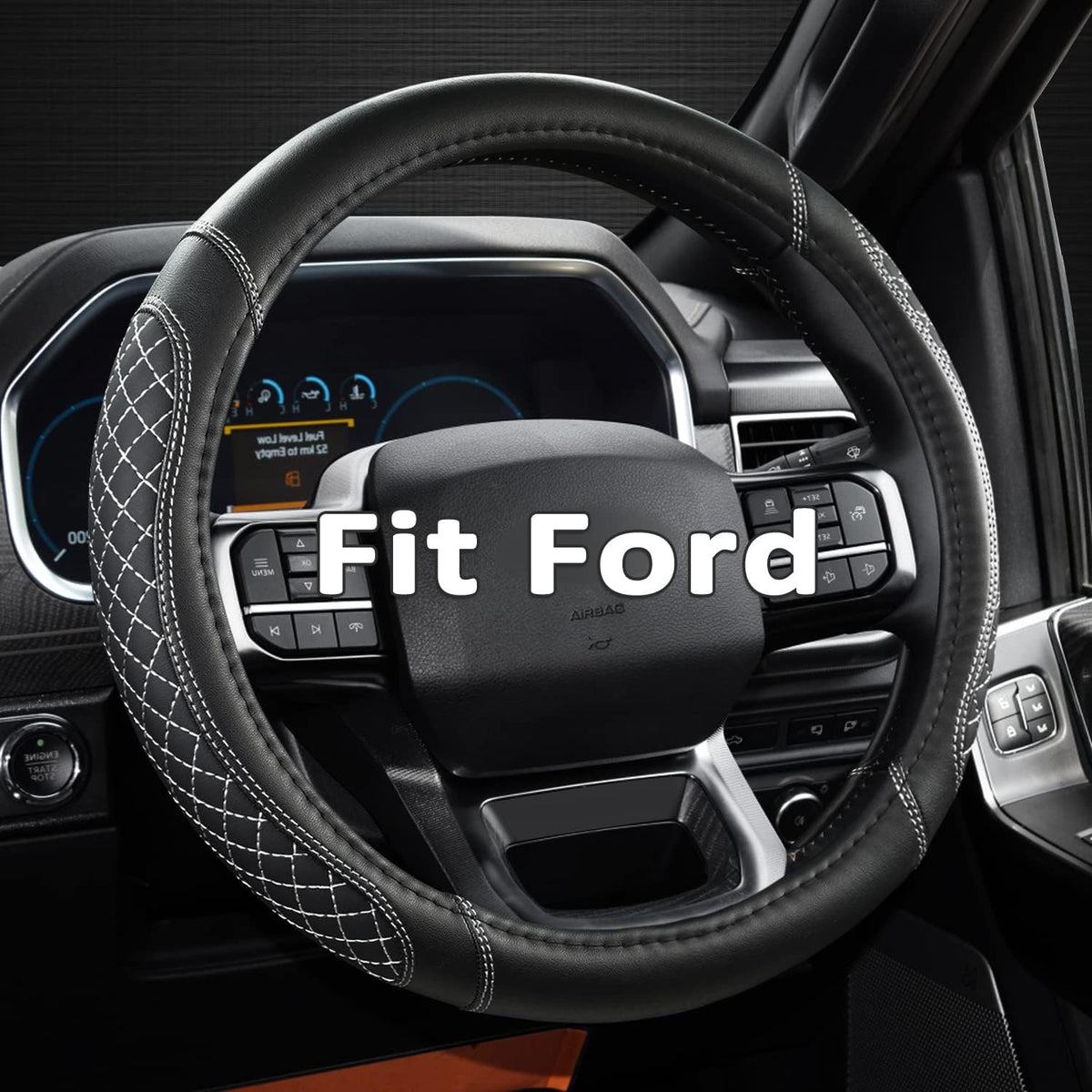 West Llama Customized Auto Car Steering Wheel Cover for Ford F-150, F-250, F-350, Expedition (Black)