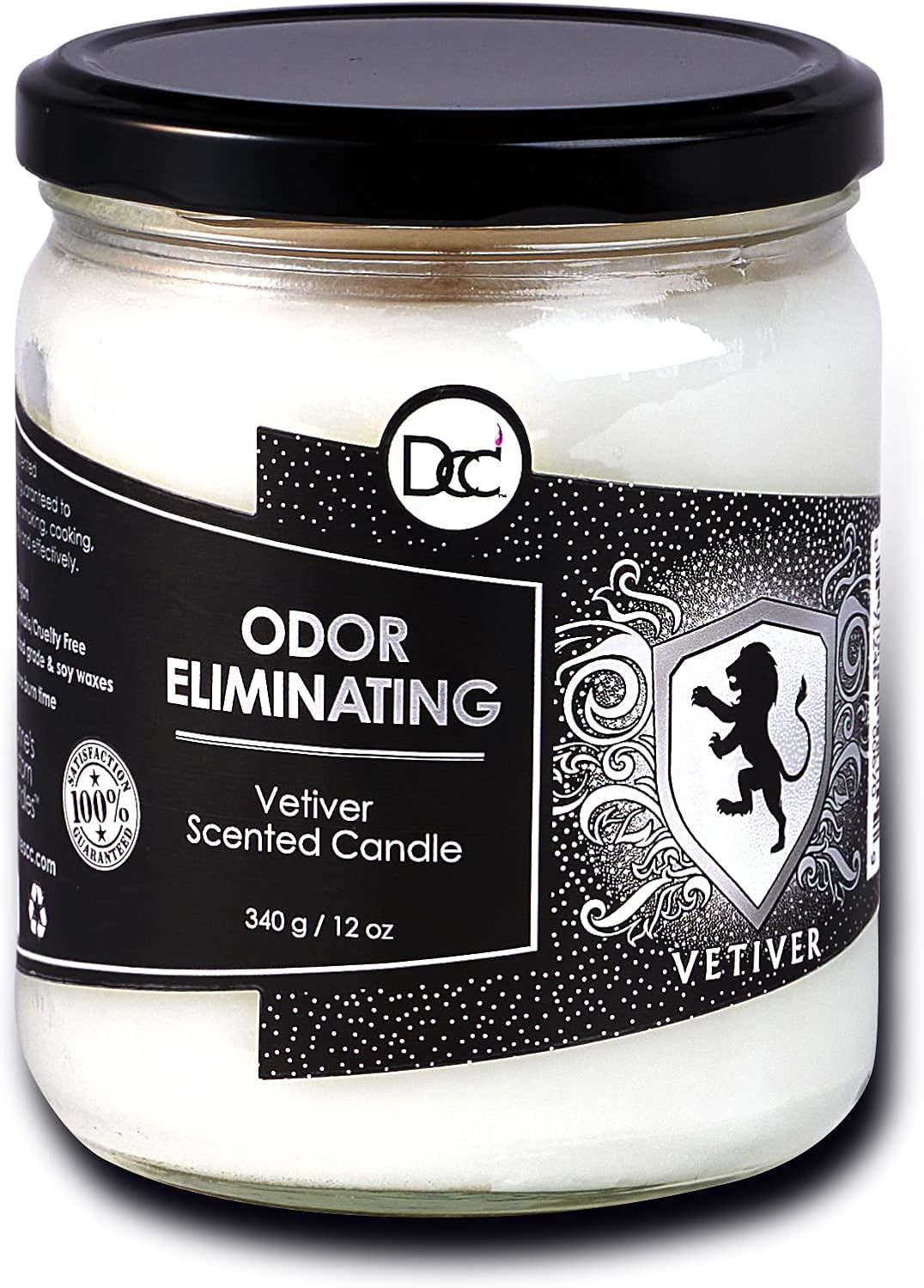 Vanilla Bean Odor Eliminating Highly Fragranced Candle - Eliminates 95% of Pet, Smoke, Food, and Other Smells Quickly - Up to 80 Hour Burn time - 12 Ounce Premium Soy Blend