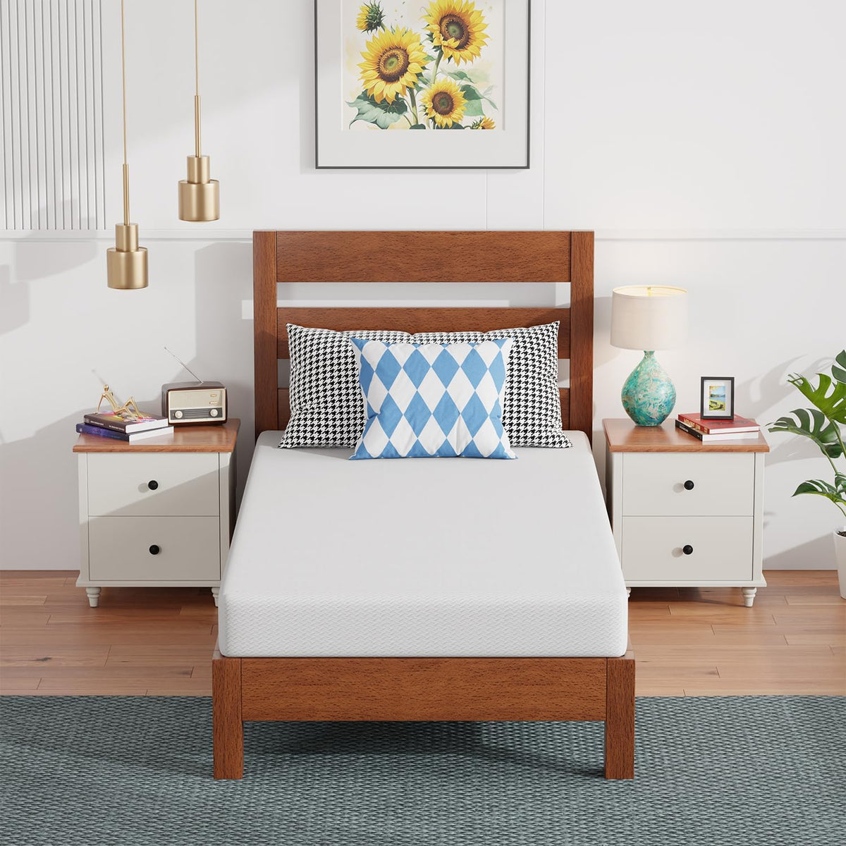 FDW | 8 Inch Twin Mattress | Medium Firm | Gel Memory Foam | White