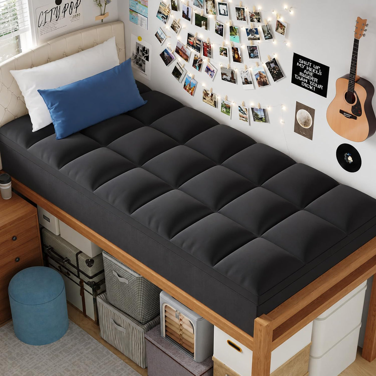 ELEMUSE Twin XL Mattress Topper for College Dorm, Thick Pillow Top Bed Pad