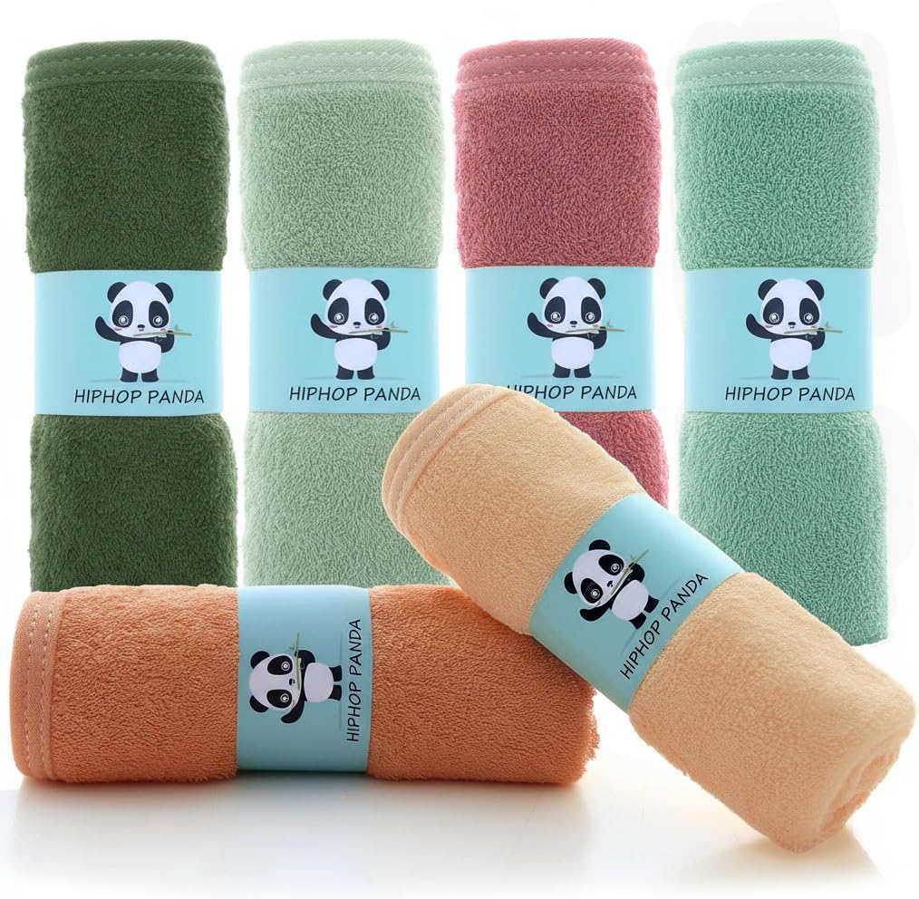HIPHOP PANDA Ultra Soft Baby Washcloths, 2-Layer Absorbent Wash Cloths