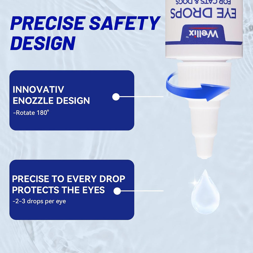 Wellix Pet Eye Drops for Dog & Cat, Non-Irritating Taurine Dog Eye Drop