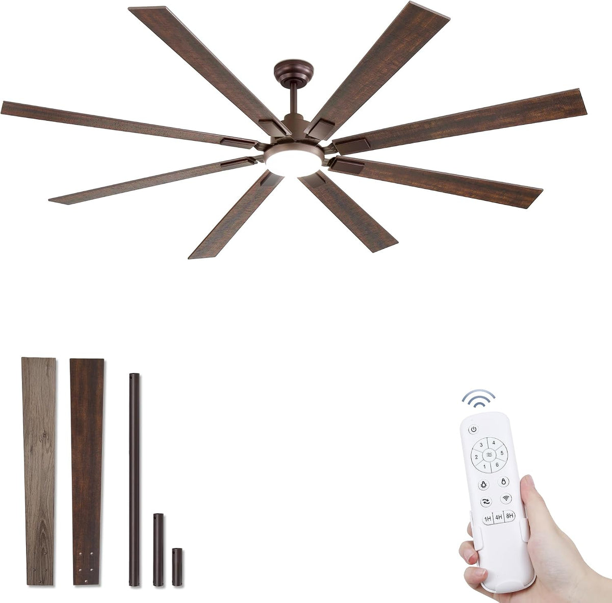 ZMISHIBO 72" Ceiling Fans with Lights for Patio, Living Room, Remote