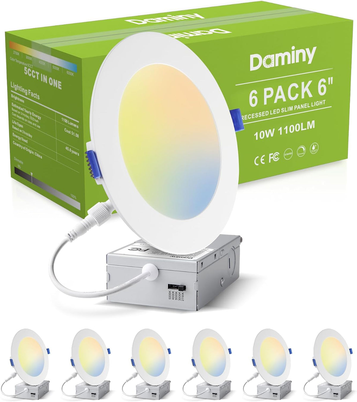 DAMINY 24 Pack 6 Inch LED Recessed Lighting, Canless Wafer Downlight, White
