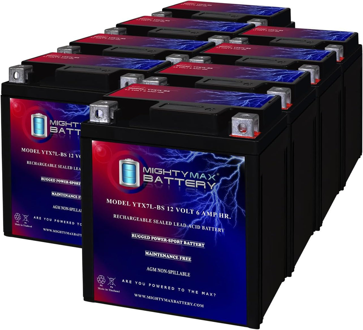 Mighty Max Battery YTX7L-BS -12 Volt 6 AH, 100 CCA, Rechargeable Maintenance Free SLA AGM Motorcycle Battery