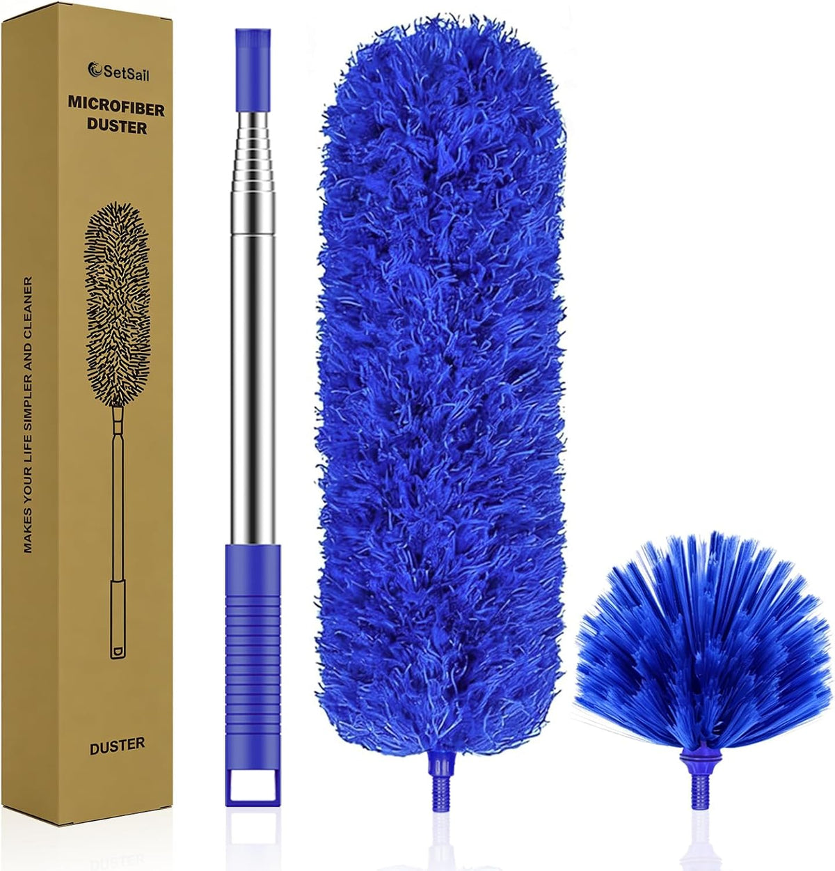 SetSail Cobweb Duster with Extension Pole, for Cobweb Cleaning,Blue
