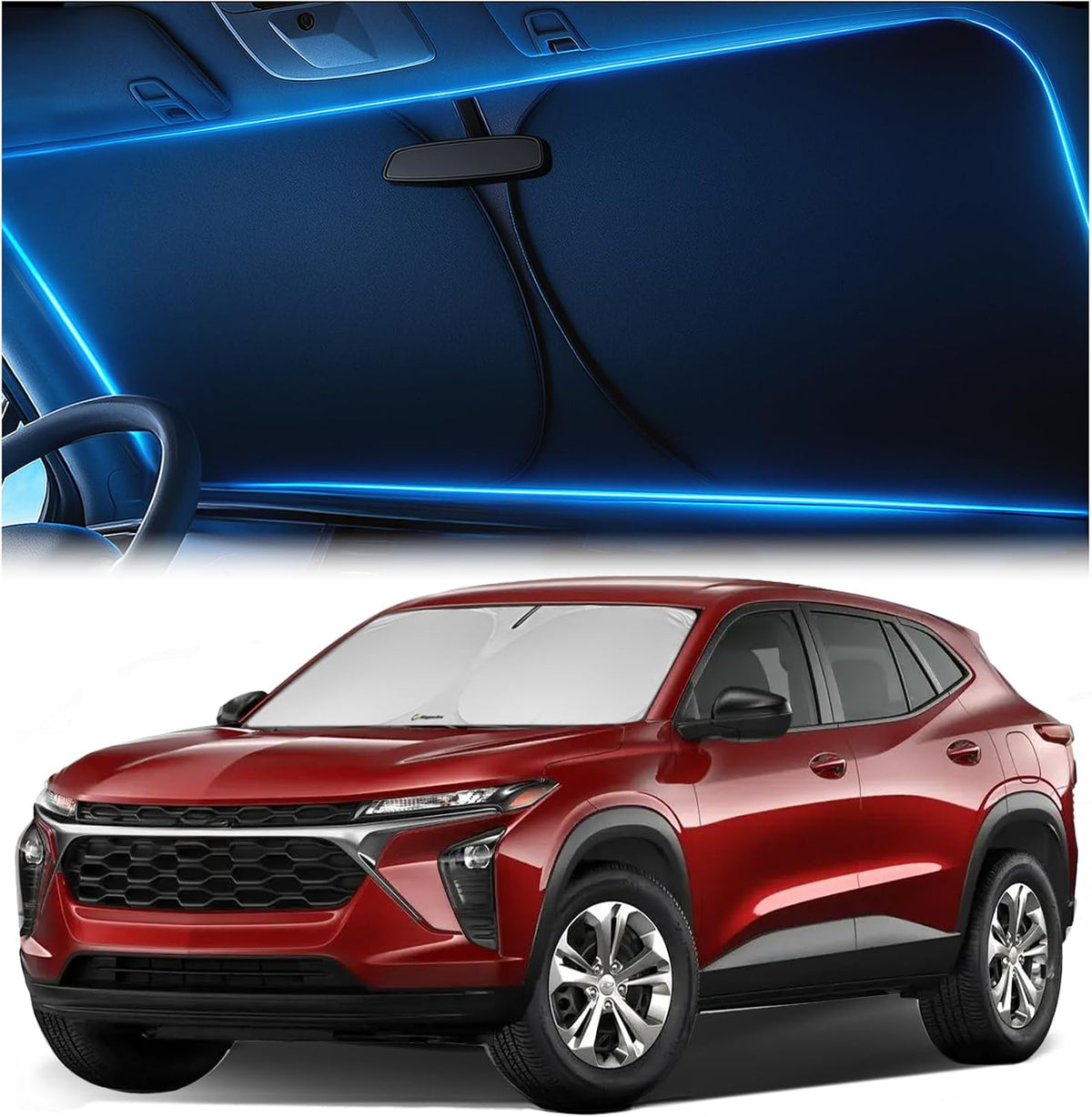 Magnelex Windshield Sun Shade for GMC Sierra 1500 2500 3500 (SLT AT4 Denali) 2019-2026, Foldable Car Window Sunshade, Heat & UV Visor Cover, Reflective Front Shades Accessories