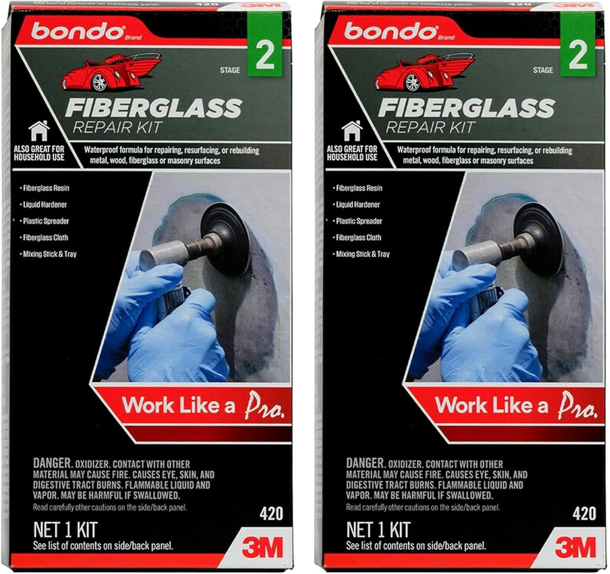 Bondo Fiberglass Resin Repair Kit, 00420, 0.45 Pint