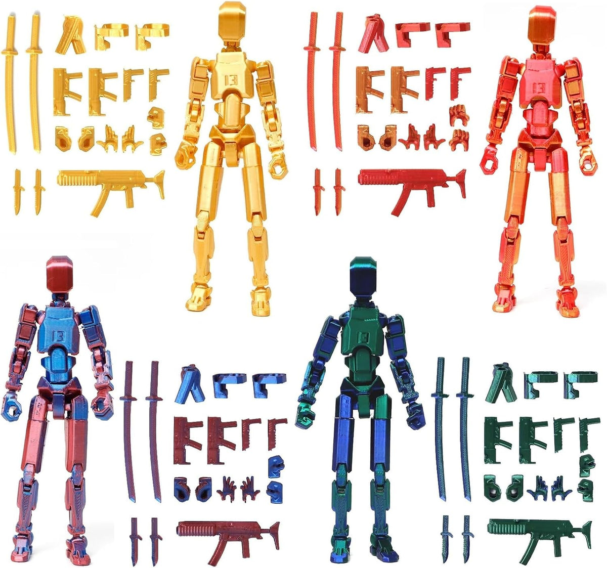 FoxVilla Titan 13 3D Printed Action Figure, Assembled Dummy 13 (Golden)