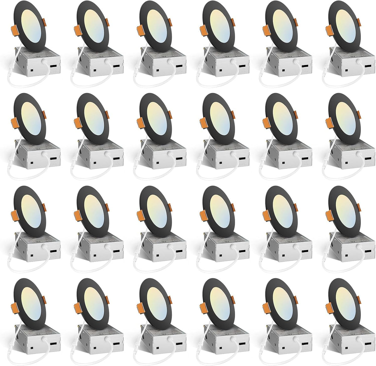 Amico 24 Pack 6 Inch LED Recessed Light with Junction Box, 5CCT, 1050LM