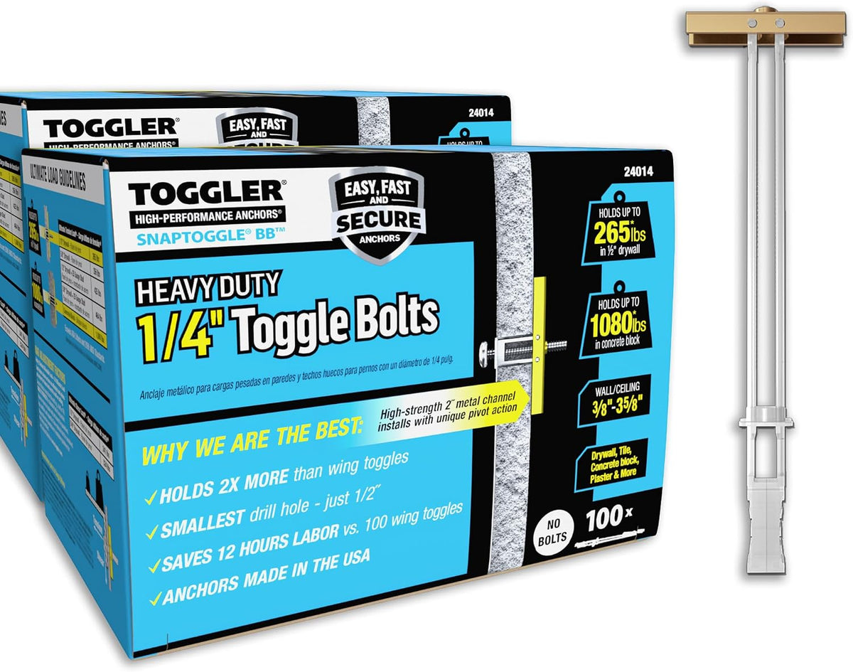 TOGGLER SNAPTOGGLE Drywall Anchors with 1/4-20 Bolts, 20 Pack