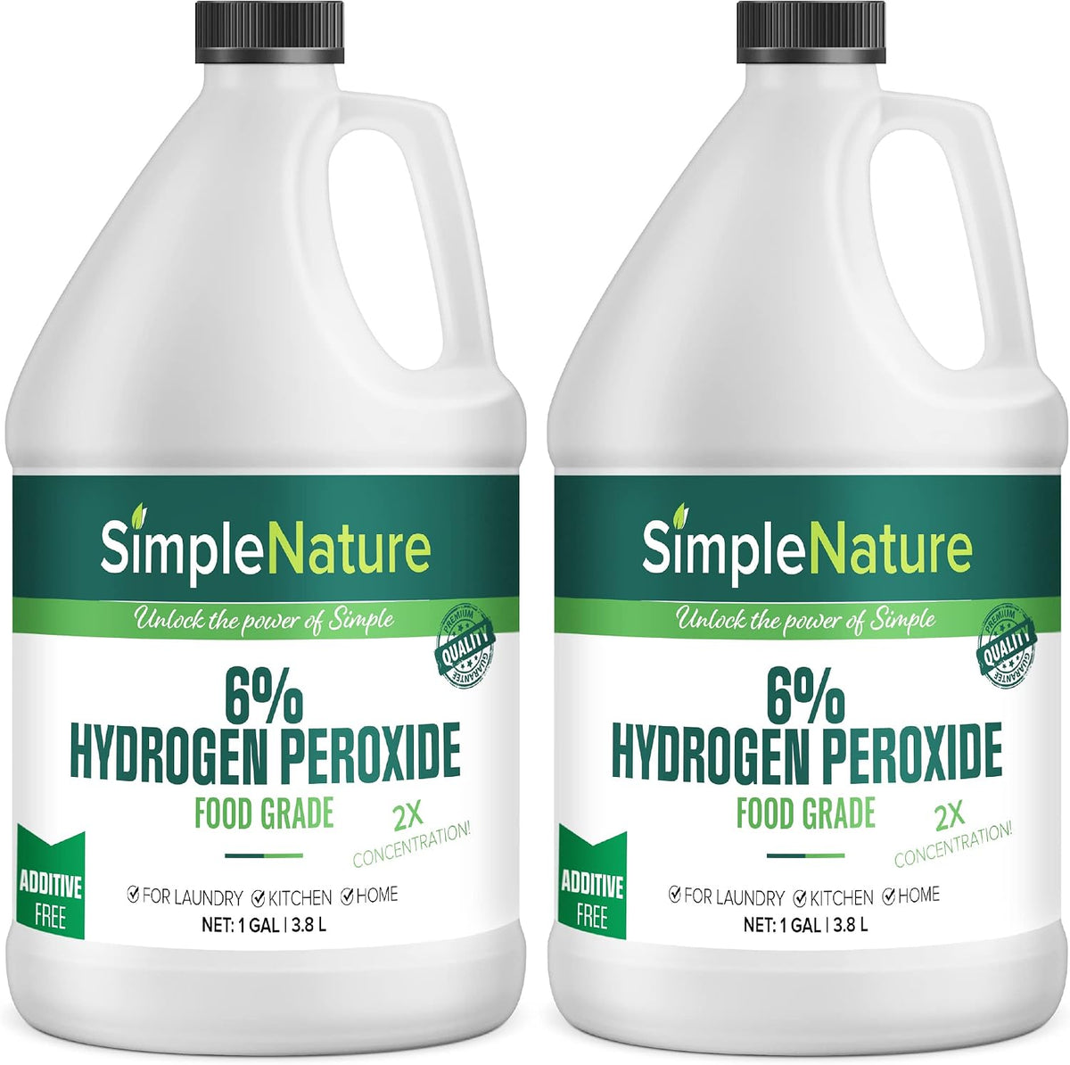 SimpleNature 12% Food Grade Hydrogen Peroxide Solution - 1 Gallon - Natural Multipurpose Cleaner - Made in USA - Ideal for Commercial, Residential, Kitchen, Bath, Laundry, and More
