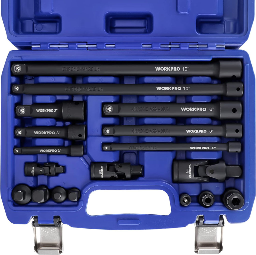 WORKPRO 18-Piece Impact Socket Extension Set, 1/4", 3/8" & 1/2" Drive