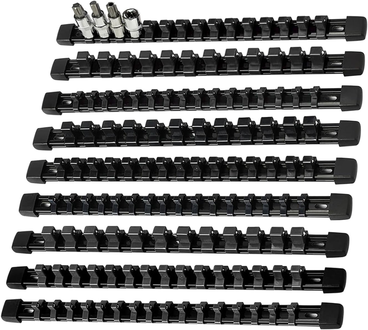 AMM 9PCS Socket organizer, 1/4" 3/8" 1/2" Drive Heavy duty socket holder