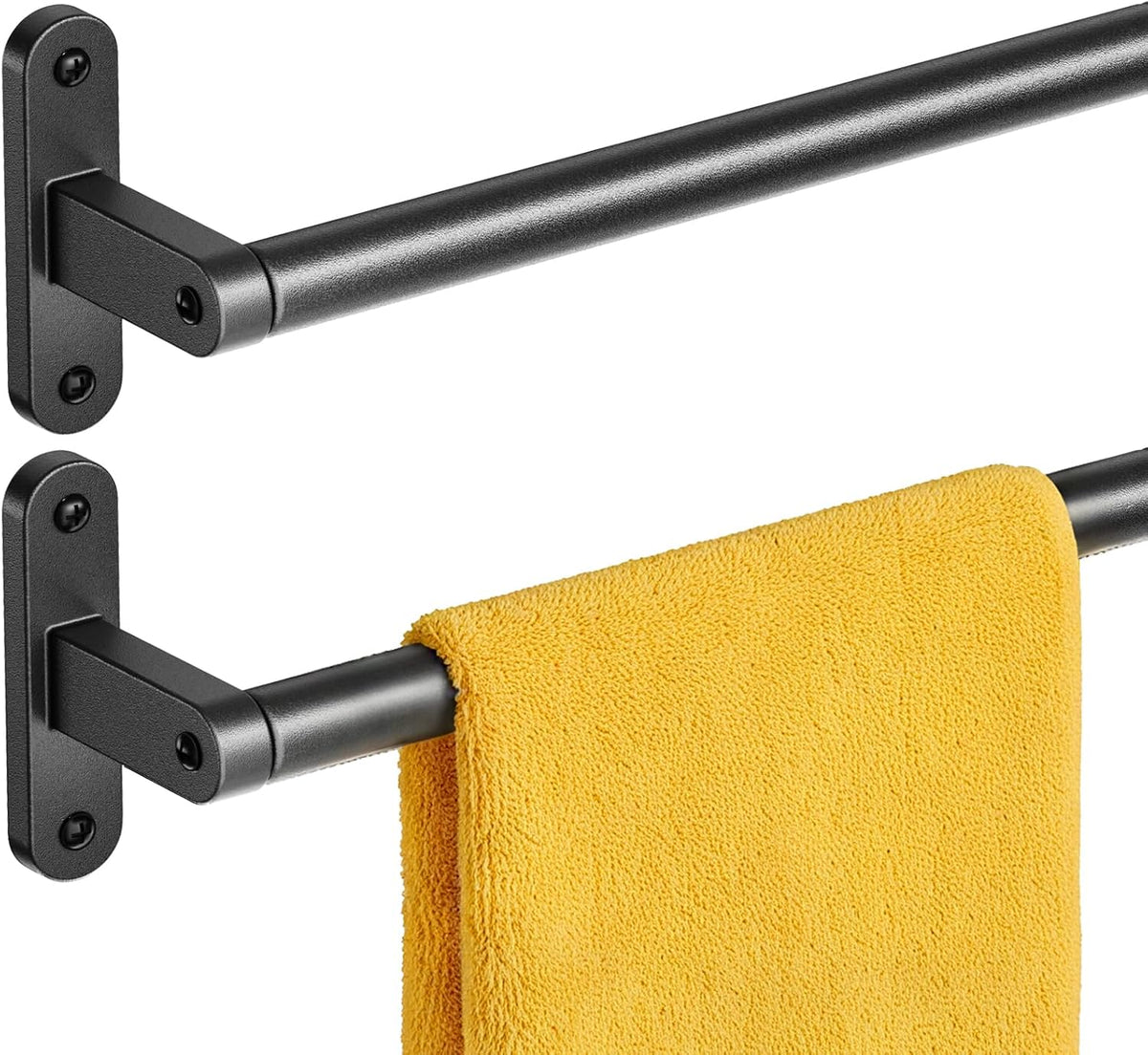 Powools Matte Black 24" Towel Rack, Rustproof Wall Mounted Towel Bar