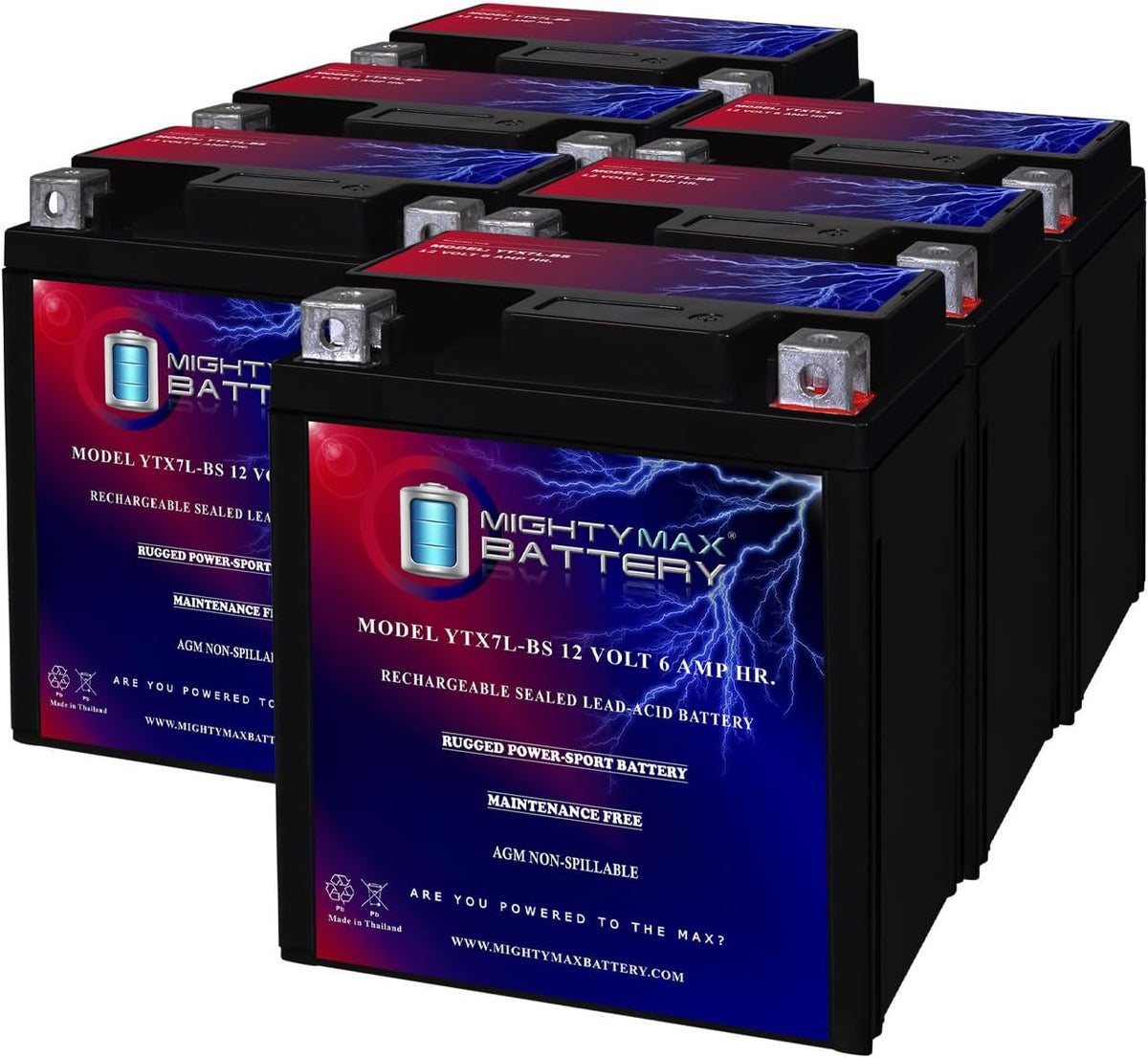Mighty Max Battery YTX7L-BS -12 Volt 6 AH, 100 CCA, Rechargeable Maintenance Free SLA AGM Motorcycle Battery