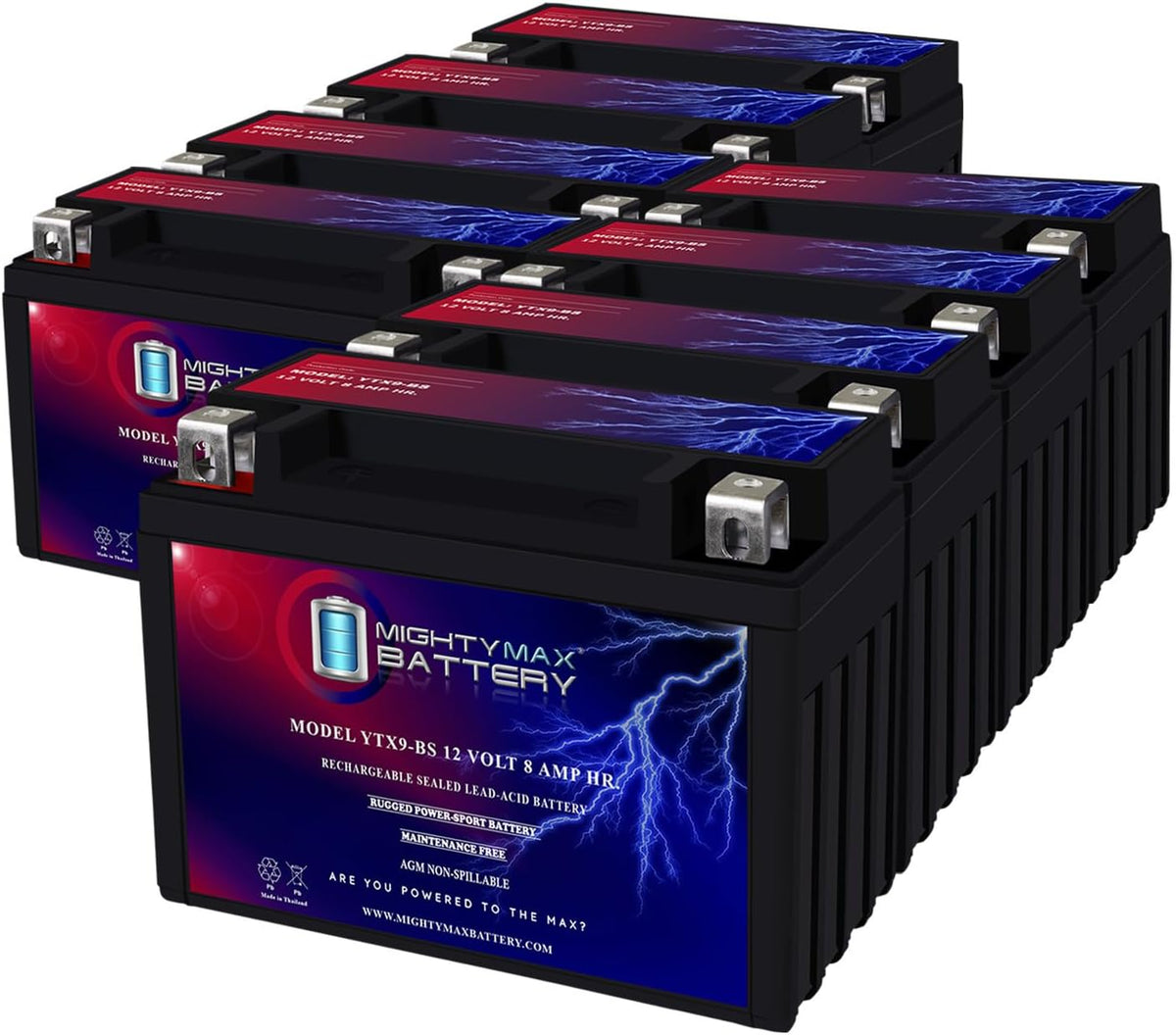 Mighty Max Battery YTX9-BS -12 Volt 8 AH, 135 CCA, Rechargeable Maintenance Free SLA AGM Motorcycle Battery