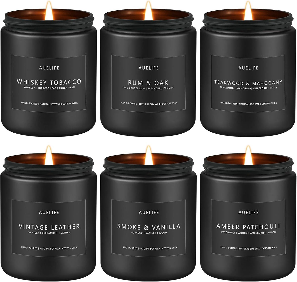 Auelife Candles for Men Gift Set, 4 Pack Soy Wax, Masculine