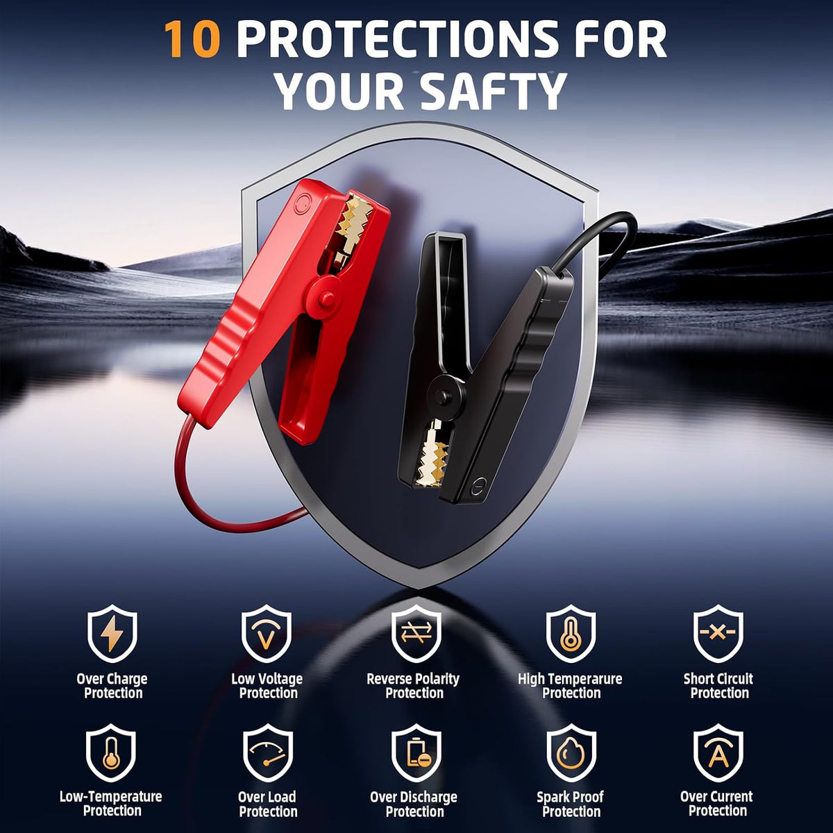 8000A Jump Starter with Air Compressor, 180PSI Auto-Shutoff Tire Inflator