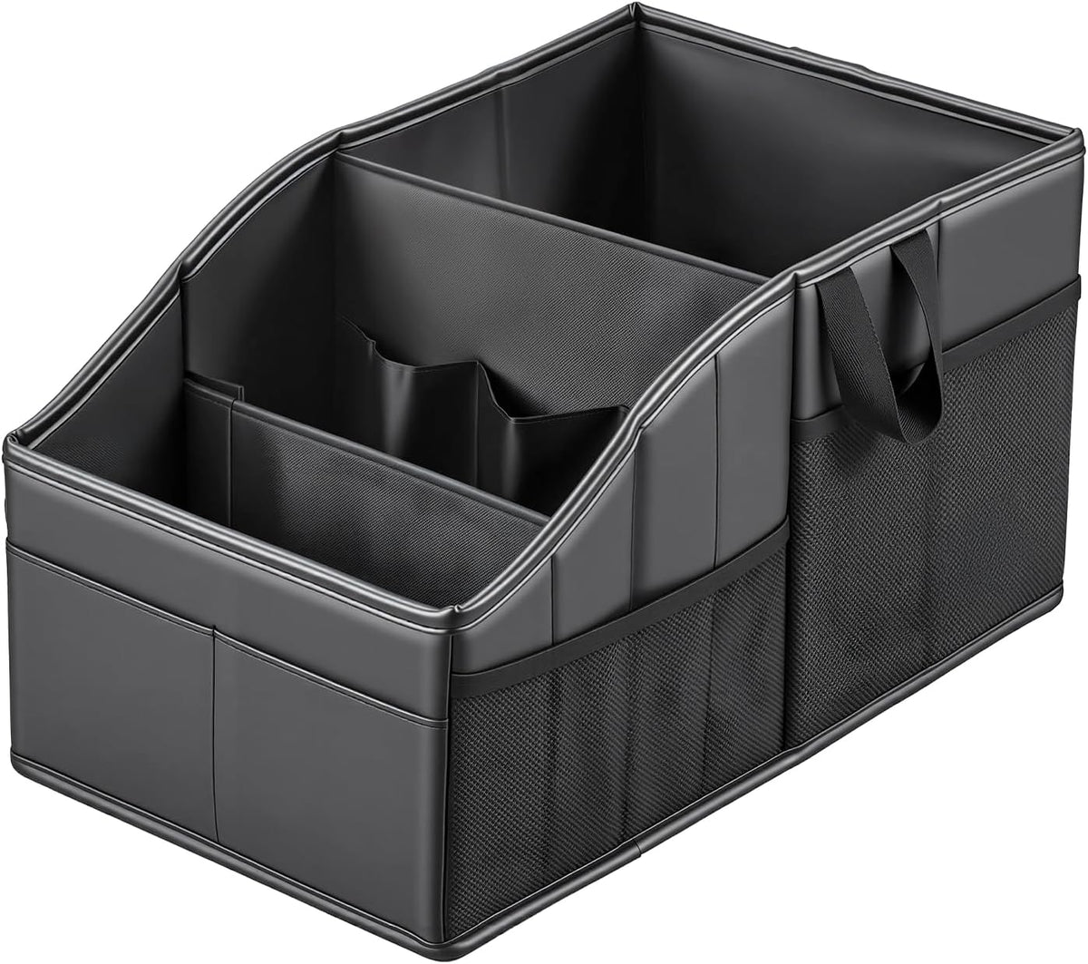 WHHMK Sturdy Leather Car Storage Support Up to 33 LB of Weight, Black