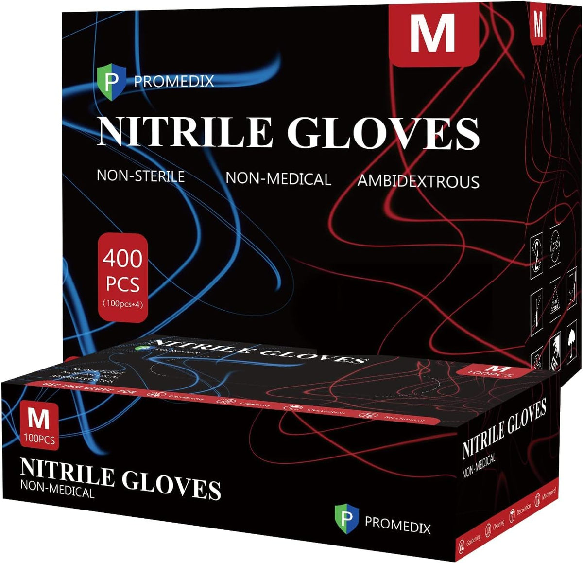 PROMEDIX P Nitrile Disposable Gloves,4mil-100 Count,Gloves Disposable Latex Free,Powder Free for Cooking,Household,Food safe
