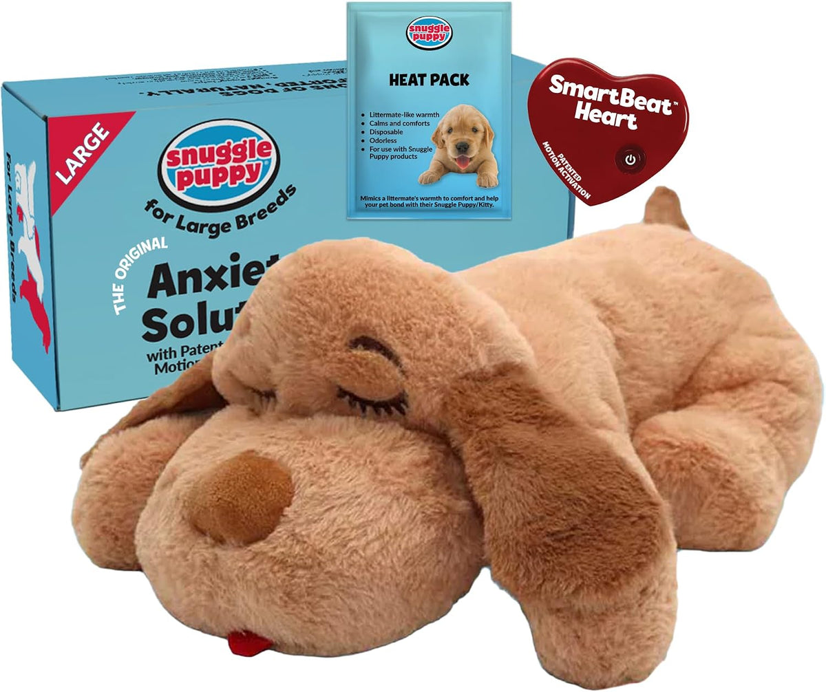 Snuggle Puppy Heartbeat Toy, Calming Comfort, Medium Breeds - Biscuit | Calming heartbeat toy, crate training comfort, heat pack, new puppy essentials, first nights, sleep, medium breeds 25-70 lbs