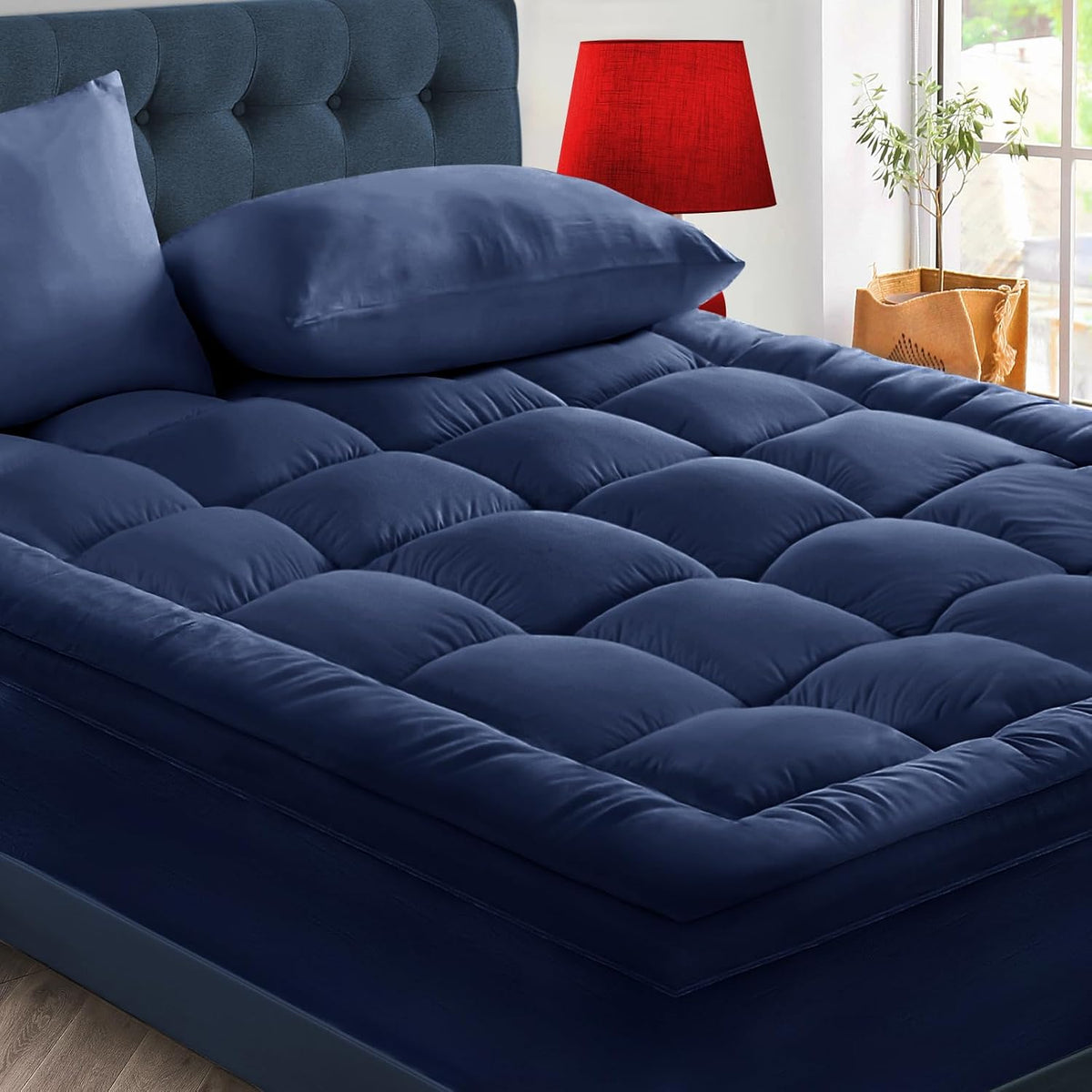 CYMULA Twin XL Mattress Topper - Soft Cooling Mattress Pad for College Dorm Room Essentials - Extra Thick Long Protector Cover for Back Pain, Single Bed Topper Pillow Top with 8''-21'' Deep Pocket