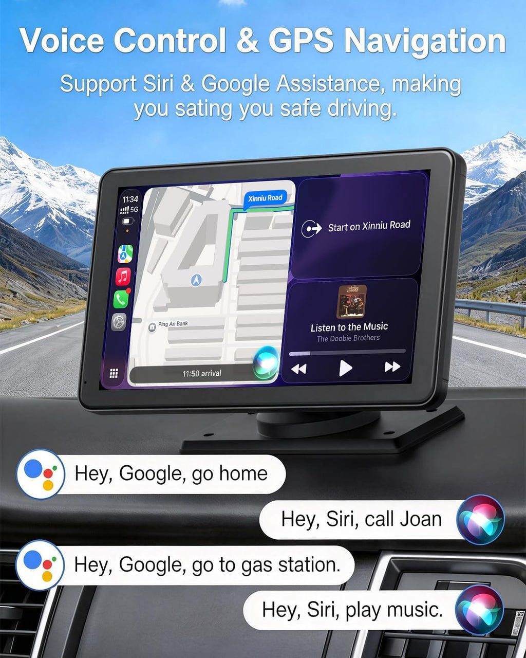 Carplay Screen for Car, 7" Wireless Apple Carplay & Android Auto