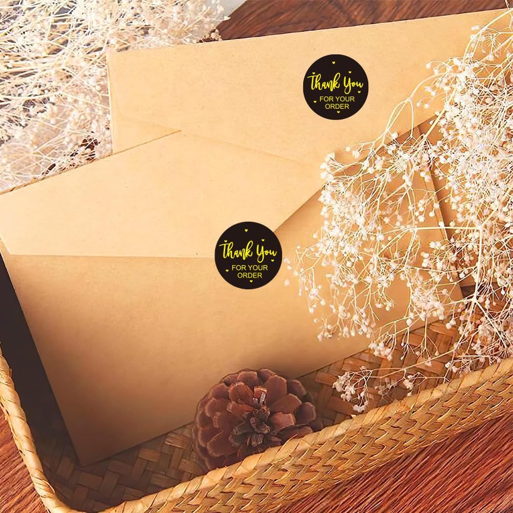Thank You Stickers - 500Pcs 1inch Elegant Labels for Supporting Business, Packing, and Gifts