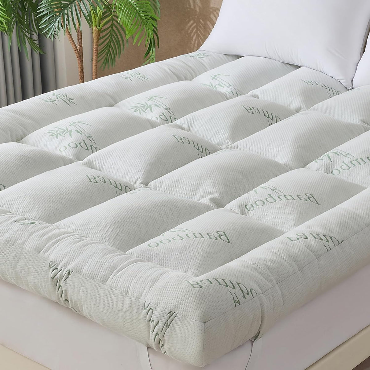 WhatsBedding 4 Inch Memory Foam Mattress Topper Queen for Back Pain Relief, Filled with Breathable Gel Memory Foam