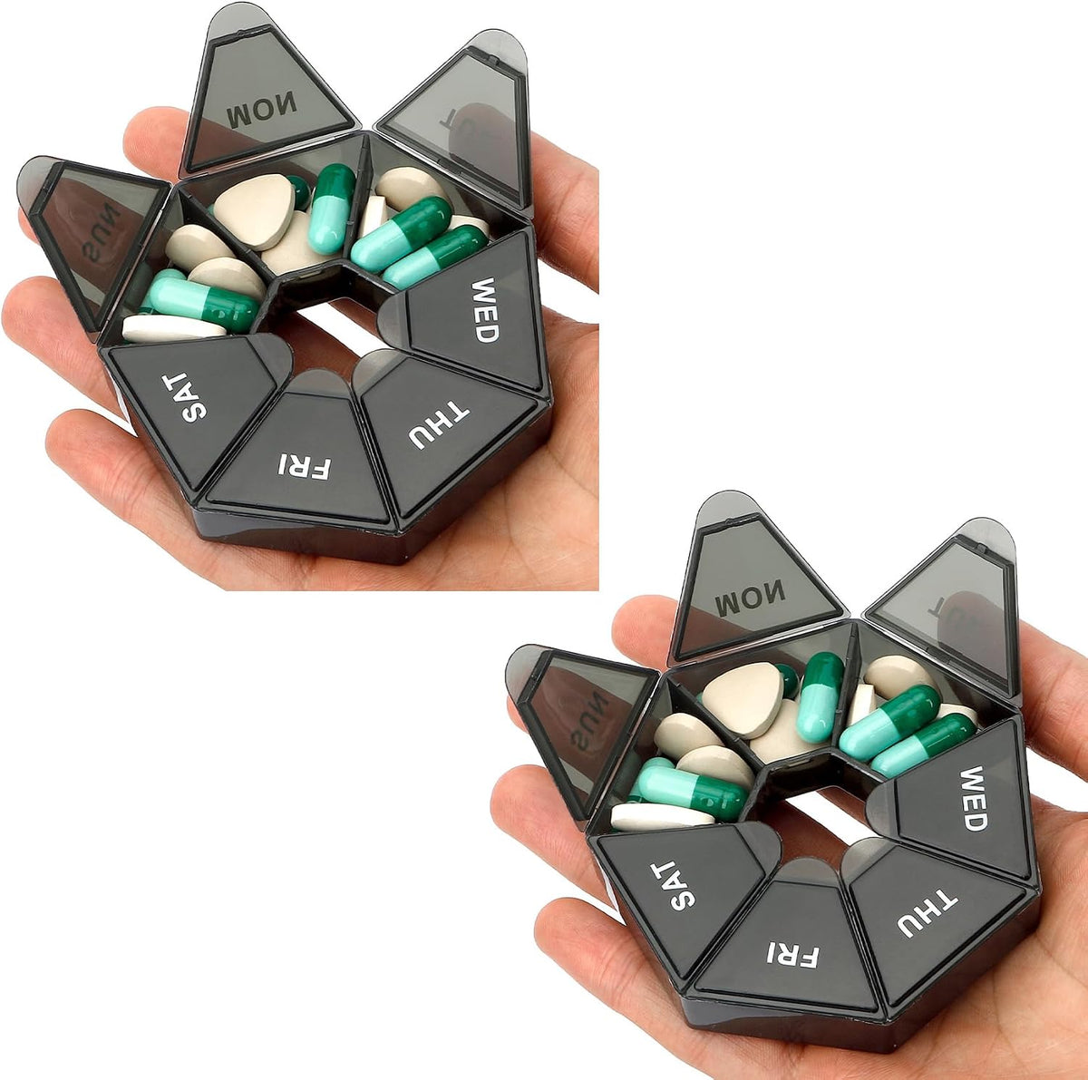 Pill Organizer, Pill Box, Small Pill Case, Medicine Pill Organizer 1 Time a Day, Weekly Pill Organizer, Pill Container, Pill Holder, Daily Pill Organizer Travel Pill Organizer 7 Day (Black)