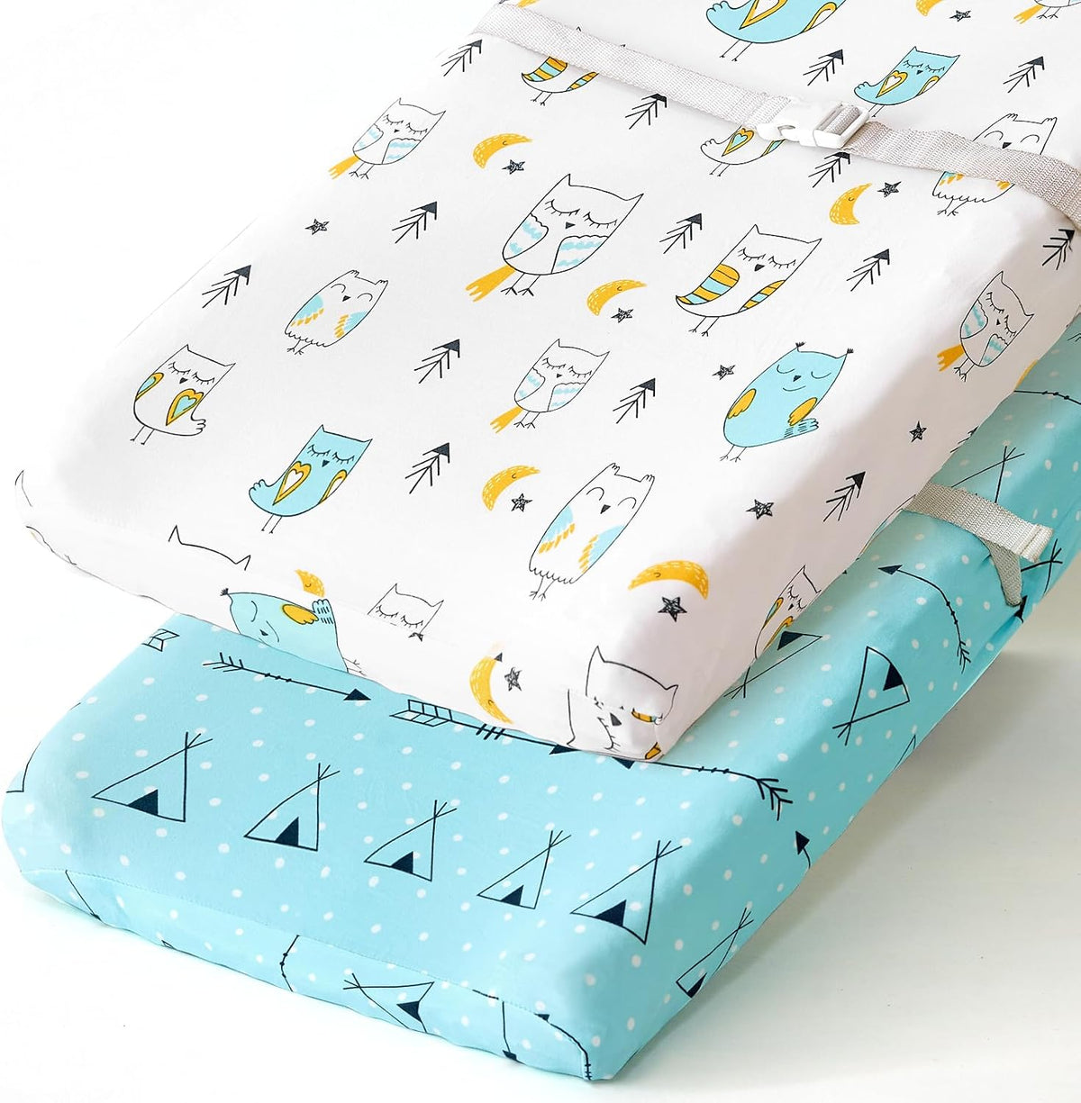Pack n Play Sheets, BROLEX 2 Pack Mini Crib Sheets,Stretchy Portable Fitted Playard Sheet Set, Convertible Playard Mattress Cover,Ultra Soft Breathable Material,Elephant Whale