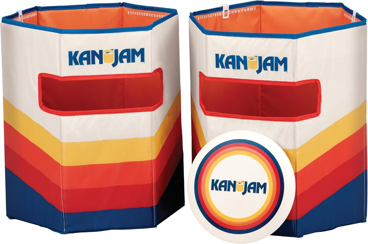 Kan Jam Foldable Travel Disc Toss Game - Black & Yellow, Standard, Nylon - Portable All-Weather Beach Games - Built-in Scoring for Tailgate Essentials - Easy Setup for Yard Fun