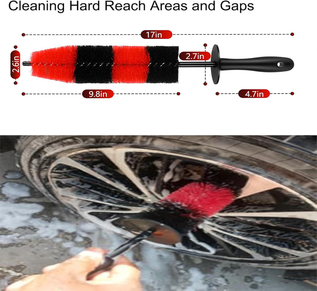 Fitosy Wheel Rim Brush, Soft Bristle Long Car Tire Washing Tool