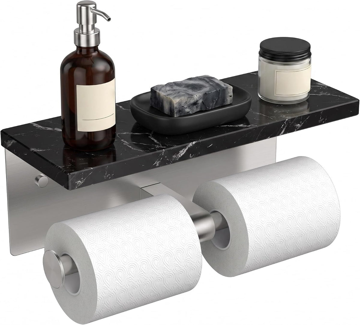 FORIOUS Toilet Paper Holder with Shelf, Commercial Toilet Paper Dispensers