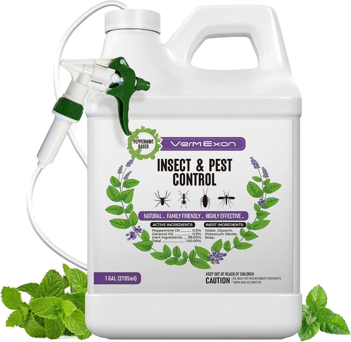 VermExon Peppermint Oil Insect & Pest Control Spray – 16oz Natural Plant-Based Bug Killer for Spiders, Ants, Flies, and Other Insects, Safe for Home & Kitchen Use