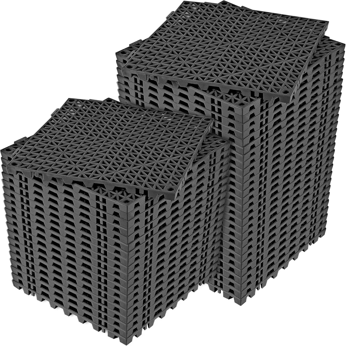 ToLanbbt Modular Interlocking Cushion 12P 11.8" x 11.8" Interlocking Rubber Floor Drain Holes Non-Slip Splicing Drainage Mats for Deck, Shower, Kitchen, Drain Pool, Sauna Bath, Indoor Outdoor (Black)