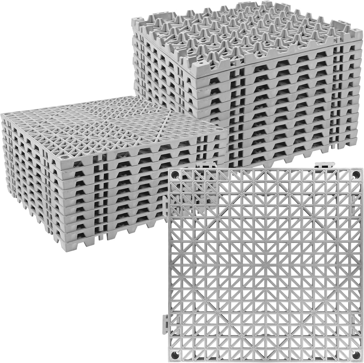 ToLanbbt Modular Interlocking Cushion 12P 11.8" x 11.8" Interlocking Rubber Floor Drain Holes Non-Slip Splicing Drainage Mats for Deck, Shower, Kitchen, Drain Pool, Sauna Bath, Indoor Outdoor (Black)