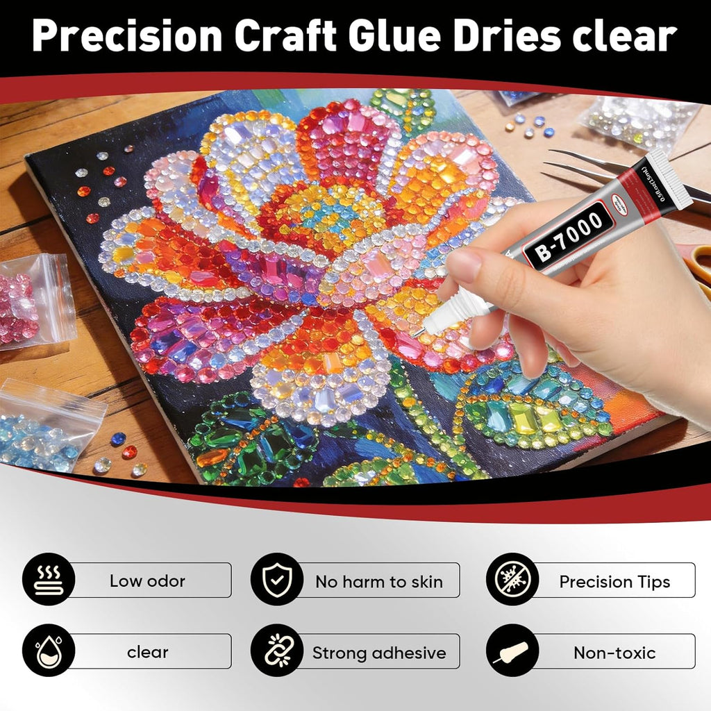 20 PCS 15ml B7000 Rhinestone Glue Clear with Precision Tip, Bedazzling Glue, Multipurpose Super Glues for Nail, Craft, Jewelry Making, Nail Art, DIY, Makeup, Shoes
