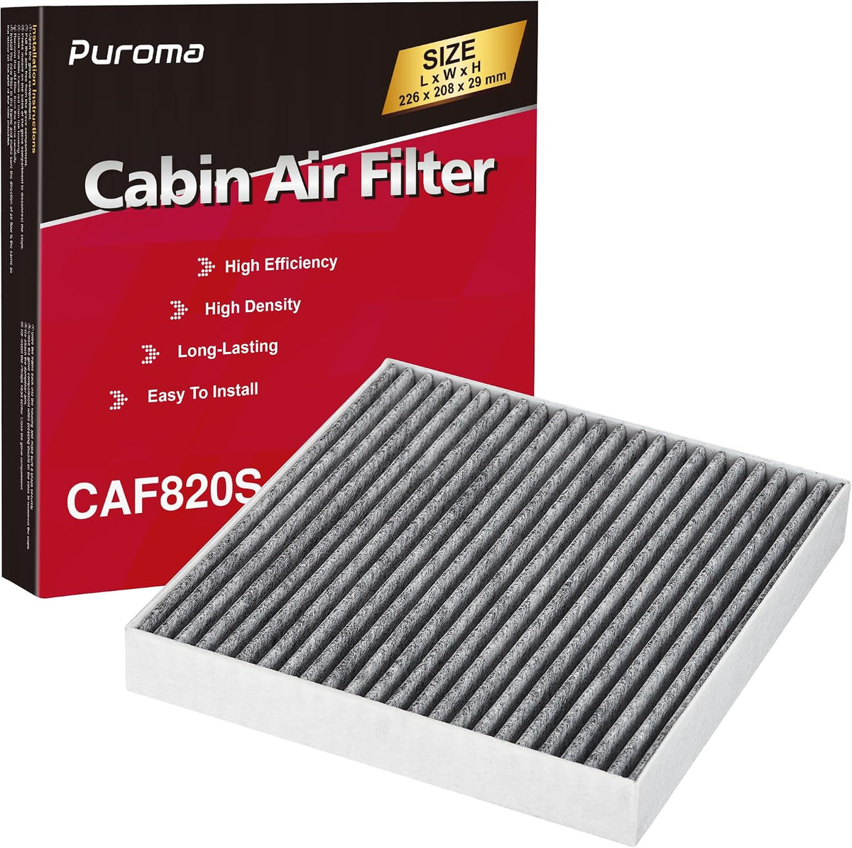 Puroma 1 Cabin Air Filter Activated Carbon for CF12820 Hyundai KIA Genesis