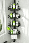 DAOYA Corner Shower Caddy Tension Pole 4 Tier Shower Caddy Organizer Black