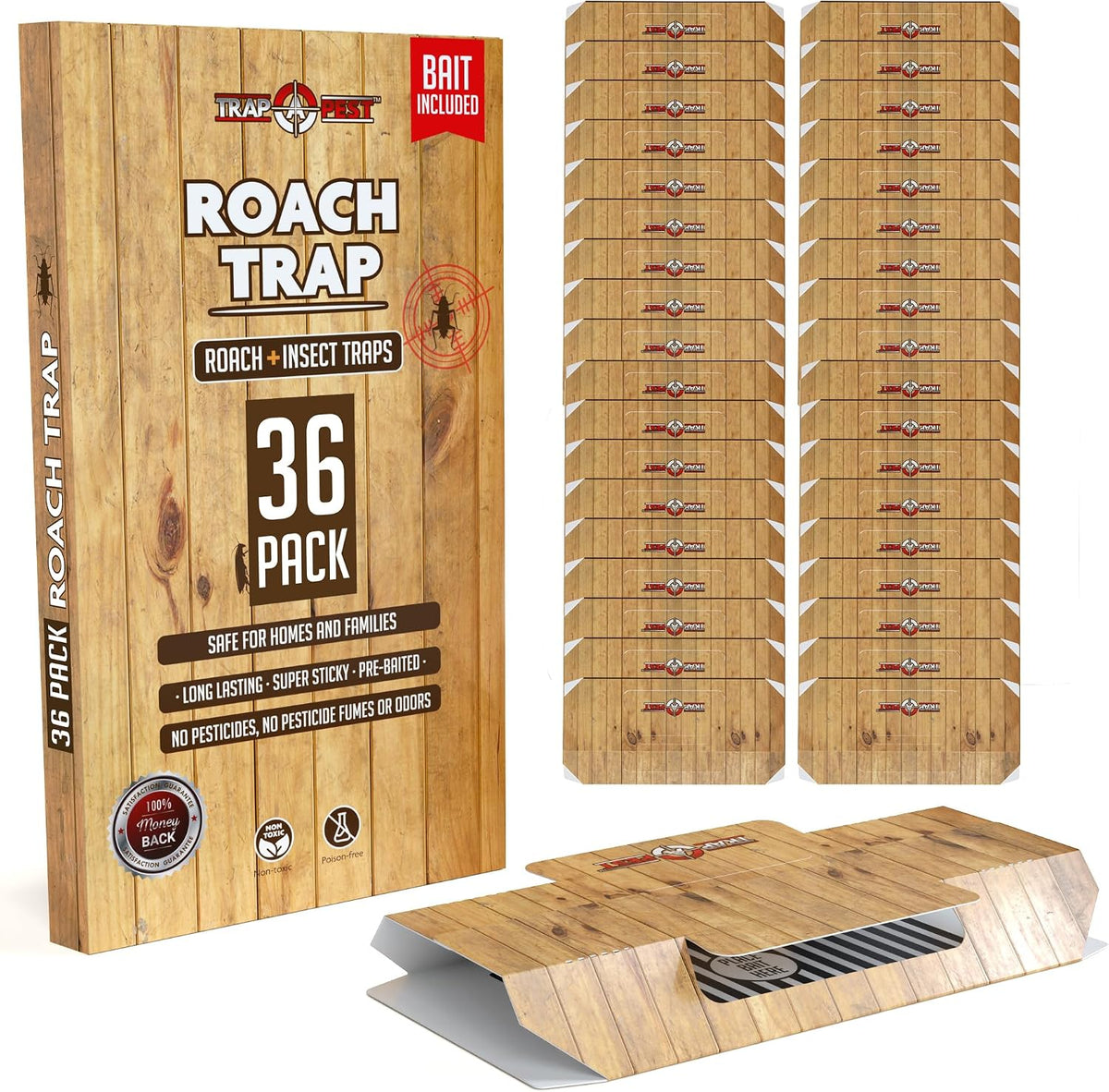 Trap a Pest Sticky Indoor Roach Traps - Non-Toxic Glue Traps - 18 Pack
