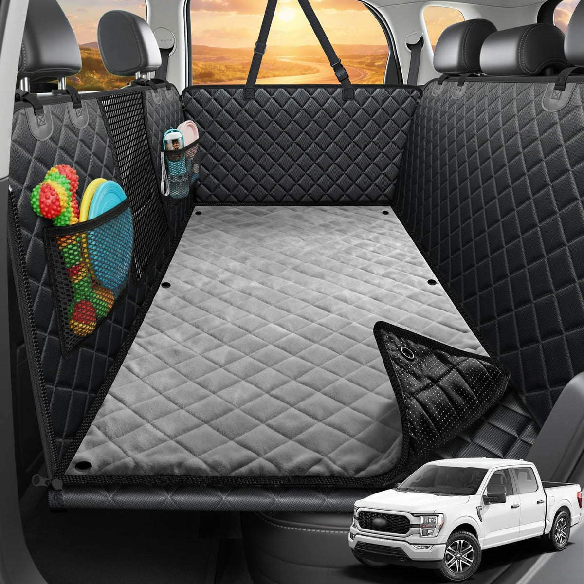 URPOWER Back Seat Extender for Dogs, Large Hard Bottom Dog Car Seat Cover