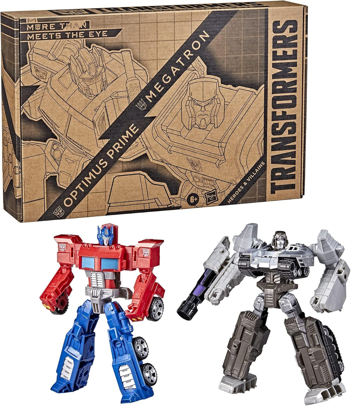 Transformers Toys Heroes and Villains Optimus Prime and Megatron 2-Pack Action Figures - for Kids Ages 6 and Up, 7-inch (Amazon Exclusive)