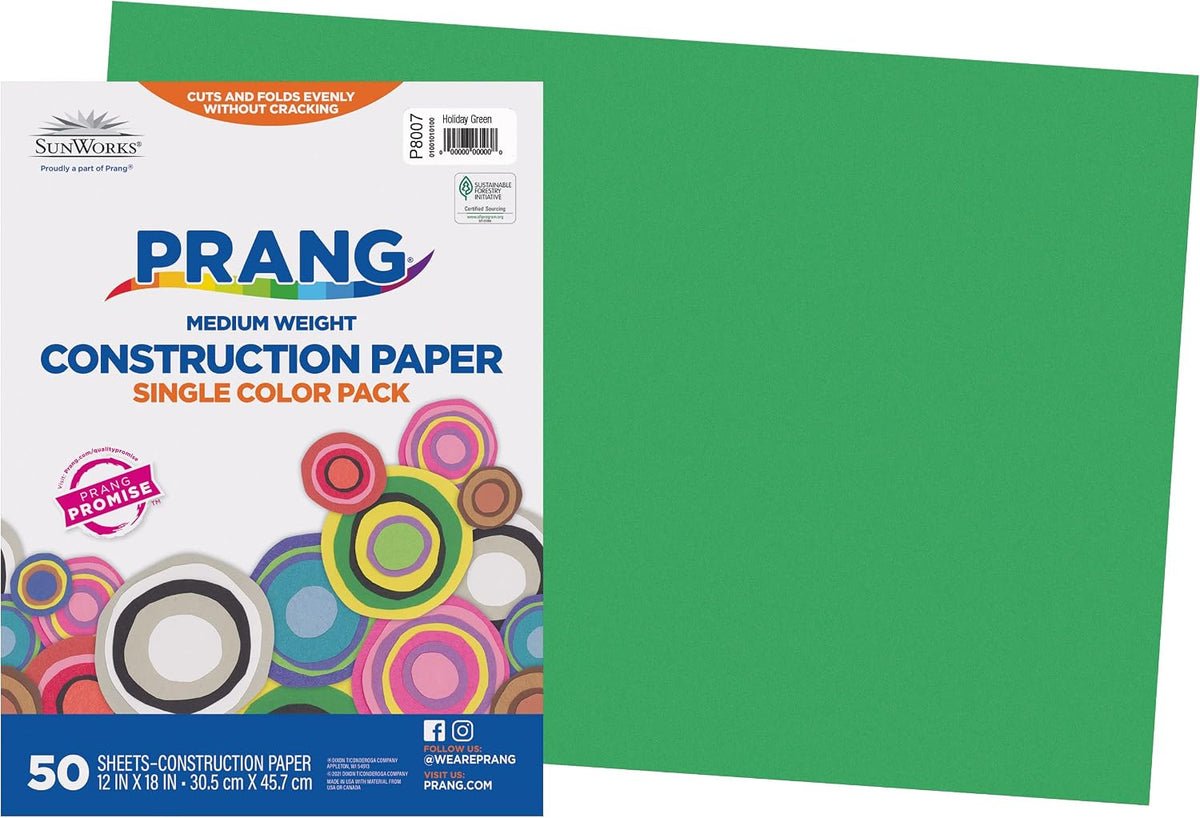 Prang (Formerly SunWorks) Construction Paper, 10 Assorted Colors, 12" x 18", 50 Sheets