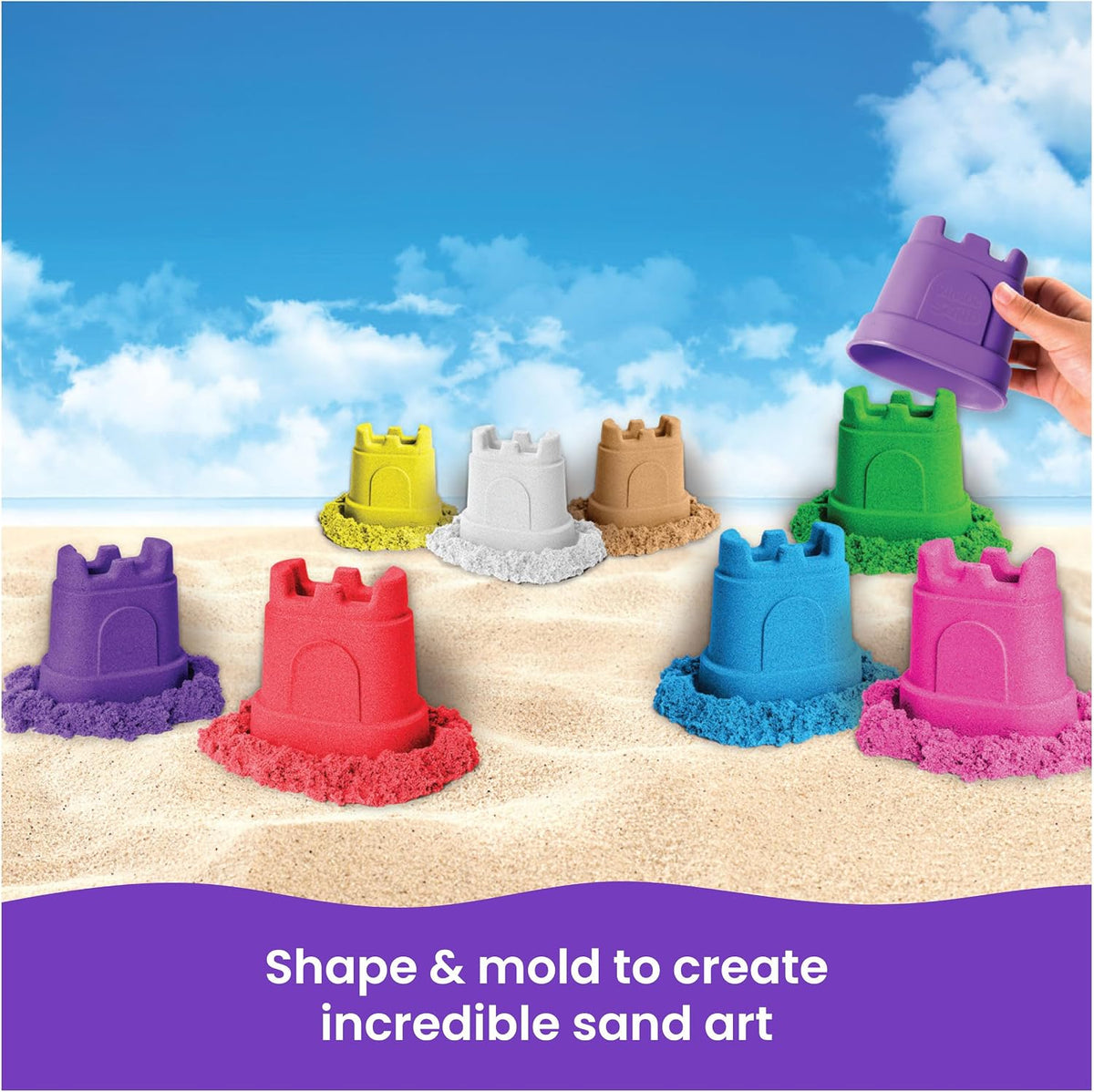 Kinetic Sand Castle Containers 10-Pack Moldable Sensory Toys, Ages 3+