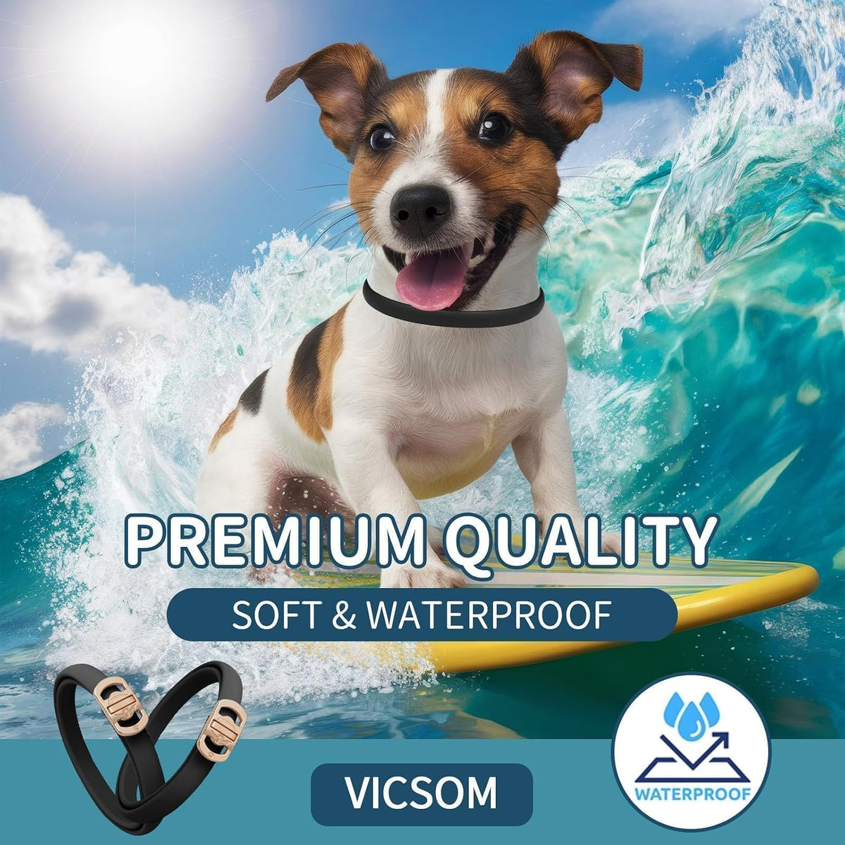 VICSOM Flea Collar for Dogs, Flea and Tick Prevention for Dogs, 4 Pack | 32 Months Flea and Tick Treatmen For Puppies And Small, Medium, Large Dogs, Waterproof Adjustable Collars, Unscented, Black