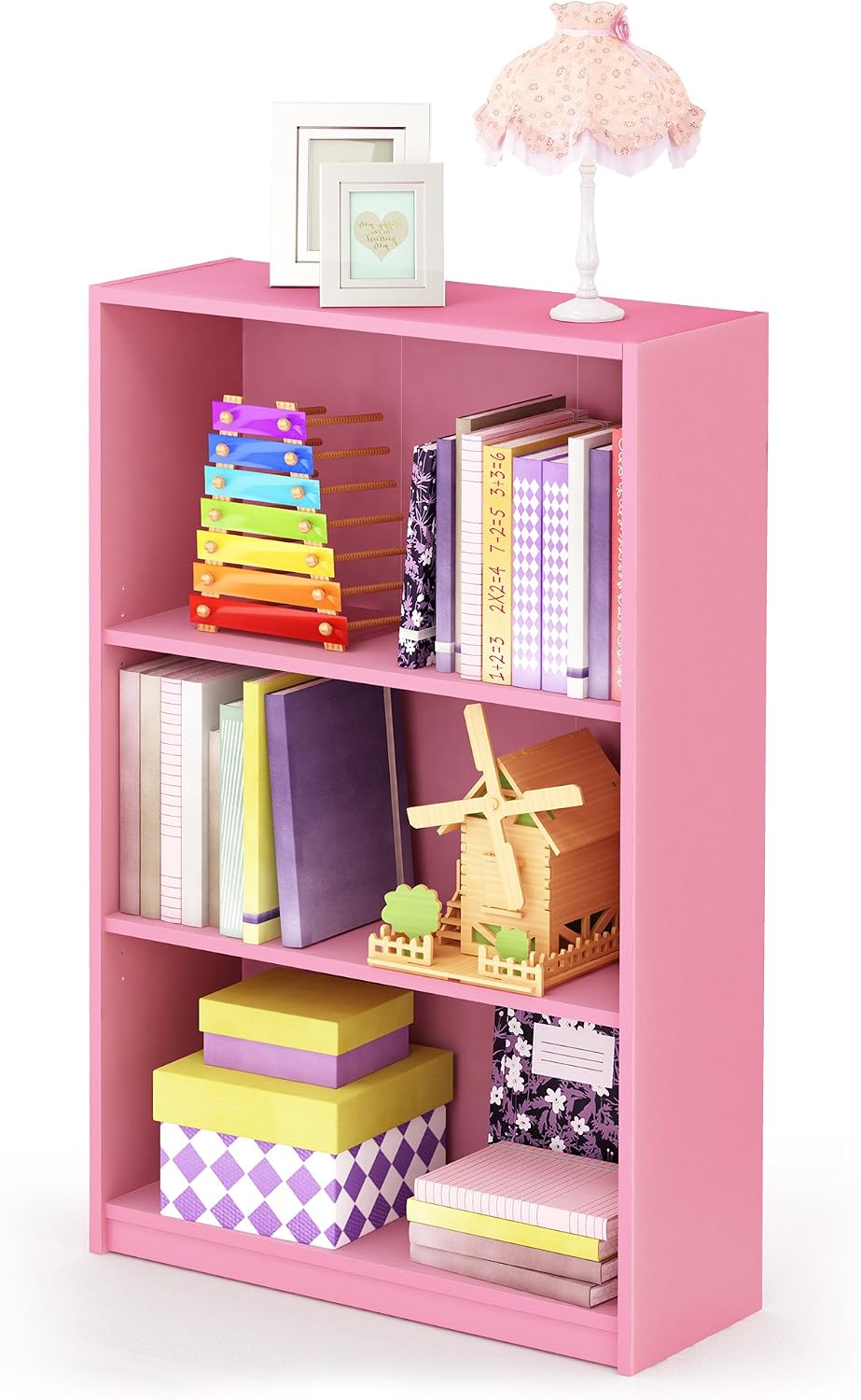 Furinno JAYA Book Shelf, 3-Tier Bookshelf, Bookcase with Adjustable Shelves, 9.5 x 24.5 x 40.3, for Organization and Storage, for Living Room, Bedroom, Home Office, French Oak